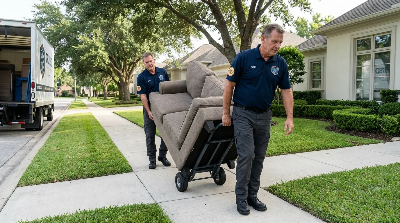 Local residential moving crew loading furniture in Belmont, NY